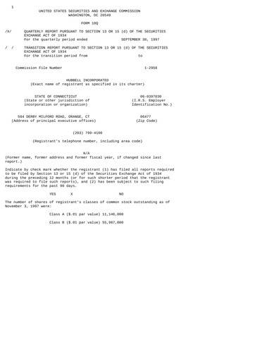Thumbnail Hubbell Quarterly Report 1997-q3