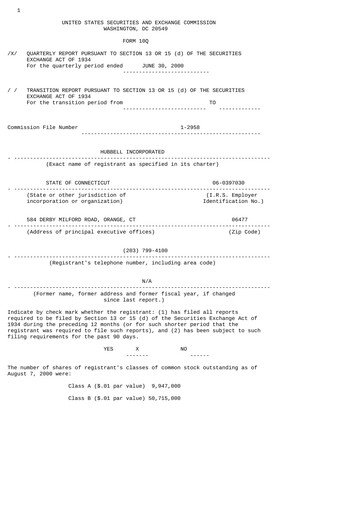 Thumbnail Hubbell Quarterly Report 2000-q2