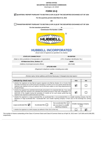 Thumbnail Hubbell Quarterly Report 2012-q1