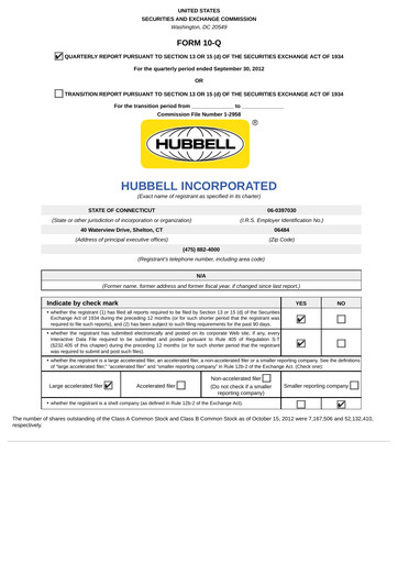Thumbnail Hubbell Quarterly Report 2012-q3