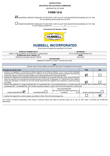 Thumbnail Hubbell Quarterly Report 2014-q2