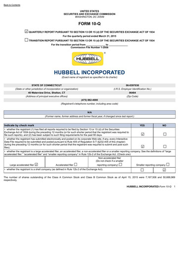Thumbnail Hubbell Quarterly Report 2015-q1