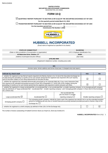 Thumbnail Hubbell Quarterly Report 2018-q1