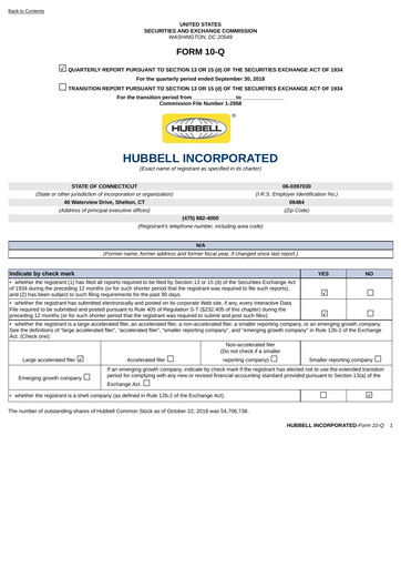 Thumbnail Hubbell Quarterly Report 2018-q3