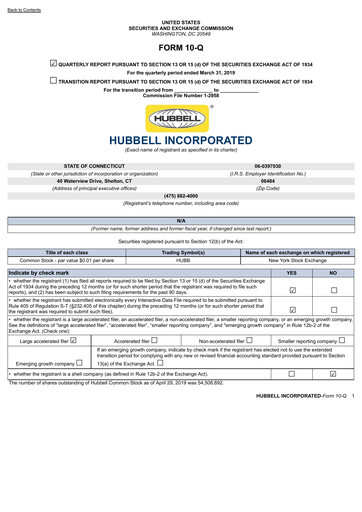 Thumbnail Hubbell Quarterly Report 2019-q1