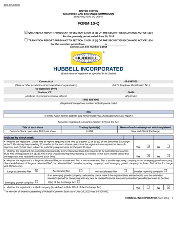 Thumbnail Hubbell Quarterly Report 2019-q2