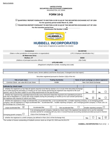 Thumbnail Hubbell Quarterly Report 2020-q1