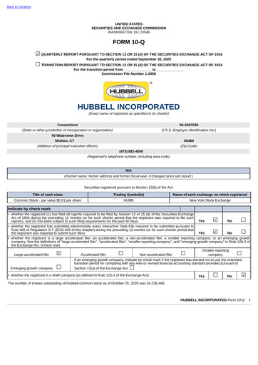 Thumbnail Hubbell Quarterly Report 2020-q3