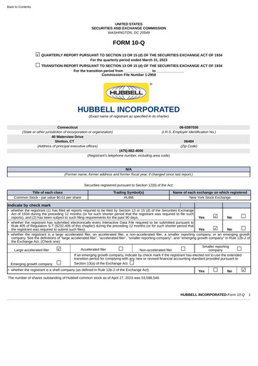 Thumbnail Hubbell Quarterly Report 2023-q1