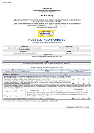Thumbnail Hubbell Quarterly Report 2023-q2