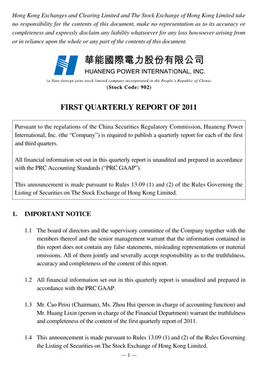 Thumbnail Huaneng Power International Quarterly Report 2011-q1