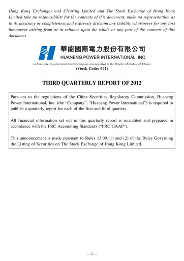 Thumbnail Huaneng Power International Quarterly Report 2012-q3