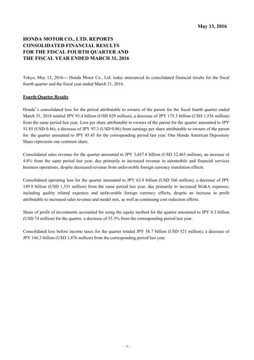 Thumbnail Honda Financial Statement fy2015