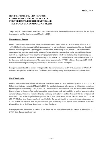 Thumbnail Honda Financial Statement fy2018