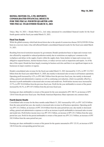 Thumbnail Honda Financial Statement fy2020