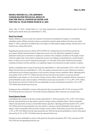 Thumbnail Honda Financial Statement fy2021