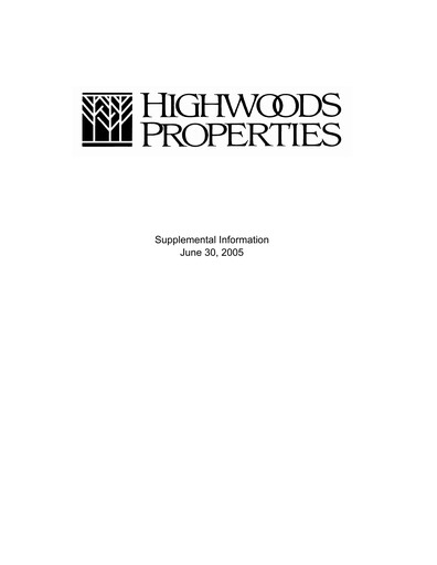 Miniature Highwoods Properties
 Rapport trimestriel 2005-q2