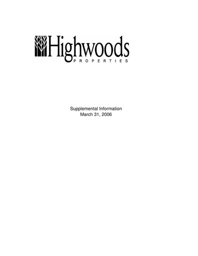 Miniature Highwoods Properties
 Rapport trimestriel 2006-q1