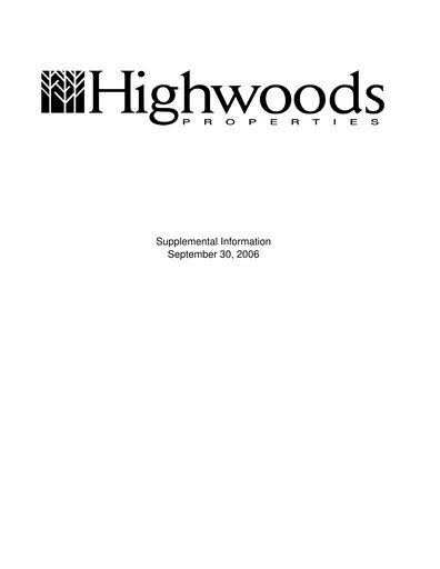 Miniature Highwoods Properties
 Rapport trimestriel 2006-q3