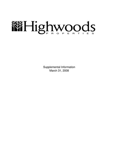 Miniature Highwoods Properties
 Rapport trimestriel 2008-q1