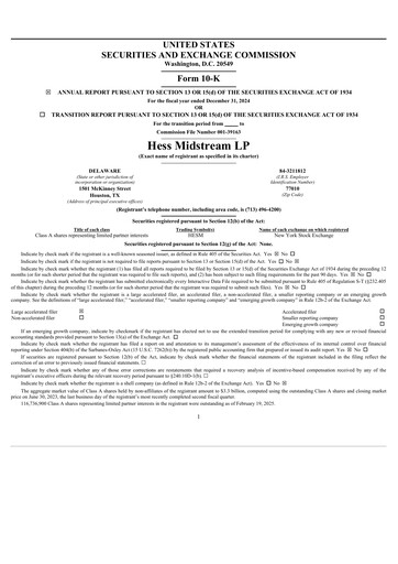 Vorschaubild Hess Midstream Jahresbericht 2024