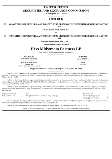 Vorschaubild Hess Midstream Quartalsbericht 2017-q2