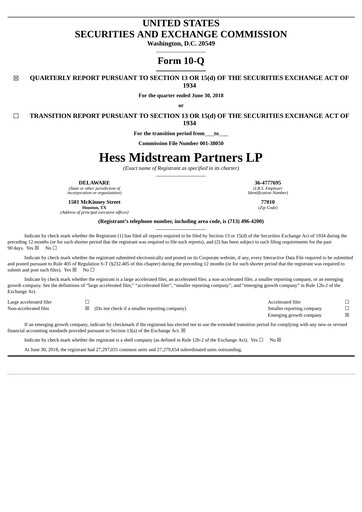 Vorschaubild Hess Midstream Quartalsbericht 2018-q2