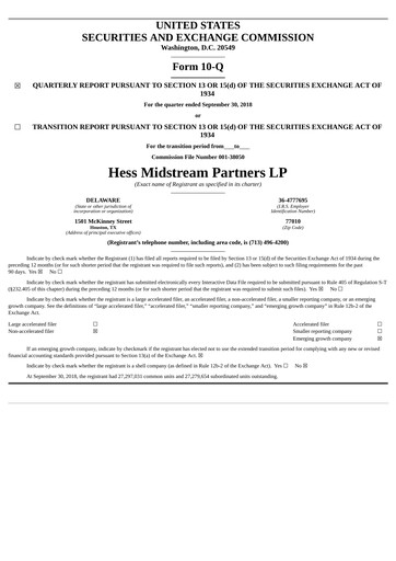 Vorschaubild Hess Midstream Quartalsbericht 2018-q3