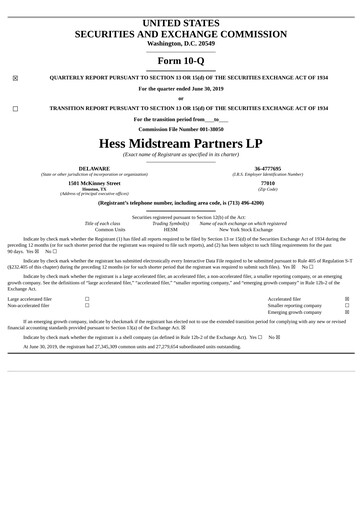 Vorschaubild Hess Midstream Quartalsbericht 2019-q2