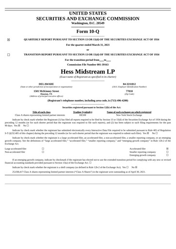 Vorschaubild Hess Midstream Quartalsbericht 2021-q1