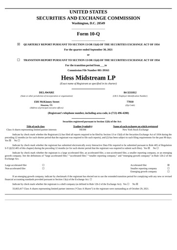 Vorschaubild Hess Midstream Quartalsbericht 2021-q3