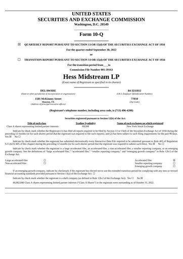 Vorschaubild Hess Midstream Quartalsbericht 2022-q3