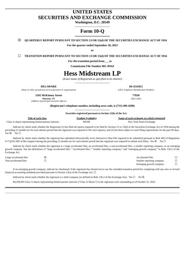 Vorschaubild Hess Midstream Quartalsbericht 2023-q3