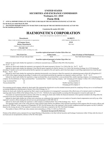Thumbnail Haemonetics Annual Report 2023-2024