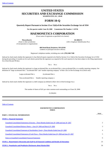 Thumbnail Haemonetics Quarterly Report 2008-2009-q1