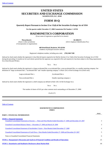 Thumbnail Haemonetics Quarterly Report 2008-2009-q3