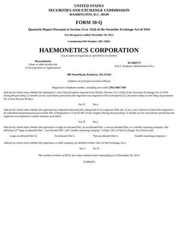 Thumbnail Haemonetics Quarterly Report 2013-2014-q3