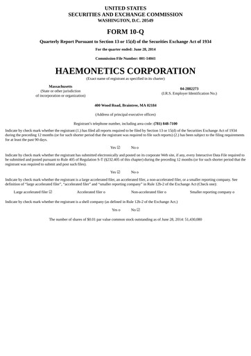 Thumbnail Haemonetics Quarterly Report 2014-2015-q1