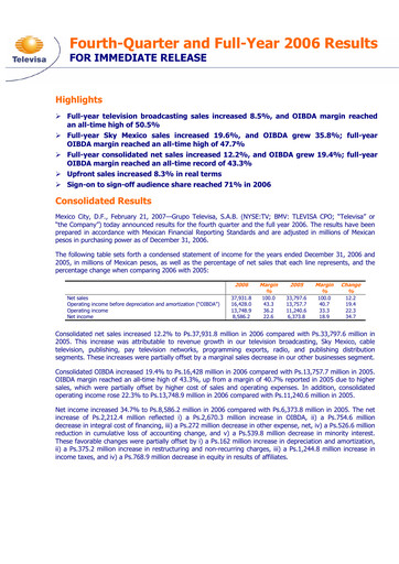 Miniature Televisa Rapport trimestriel 2006-q4