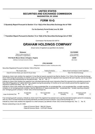Miniature Graham Holdings Rapport trimestriel 2026-q2