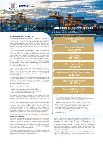 Thumbnail Gold Fields
 Half-year Report 2025