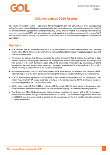 Miniature GOL Airlines Rapport trimestriel 2025-q3