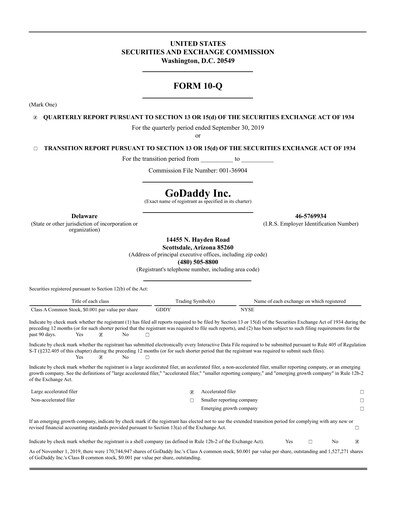 Thumbnail GoDaddy Quarterly Report 2019-q3