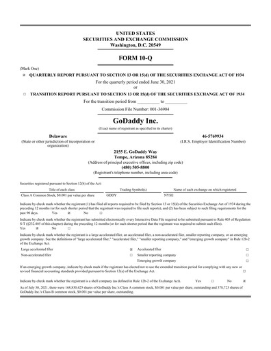 Thumbnail GoDaddy Quarterly Report 2021-q2