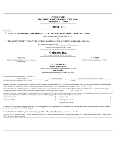 Thumbnail GoDaddy Quarterly Report 2023-q2