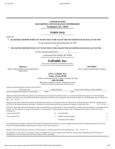 Thumbnail GoDaddy Quarterly Report 2023-q3