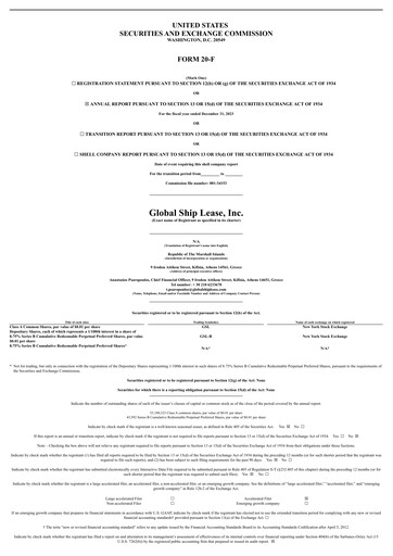 Thumbnail Global Ship Lease Annual Report 2023