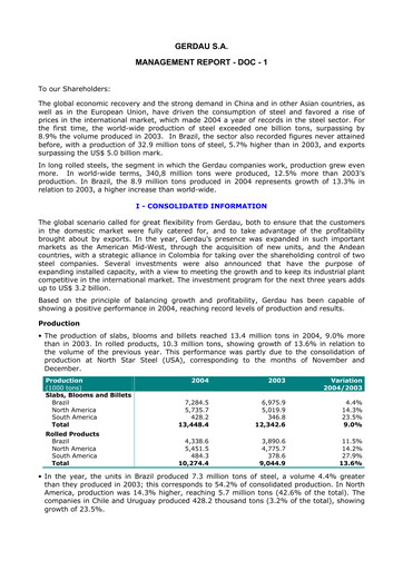 Thumbnail Gerdau Financial Statement 2004