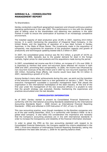 Thumbnail Gerdau Financial Statement 2007