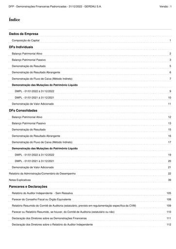 Thumbnail Gerdau Financial Statement 2022